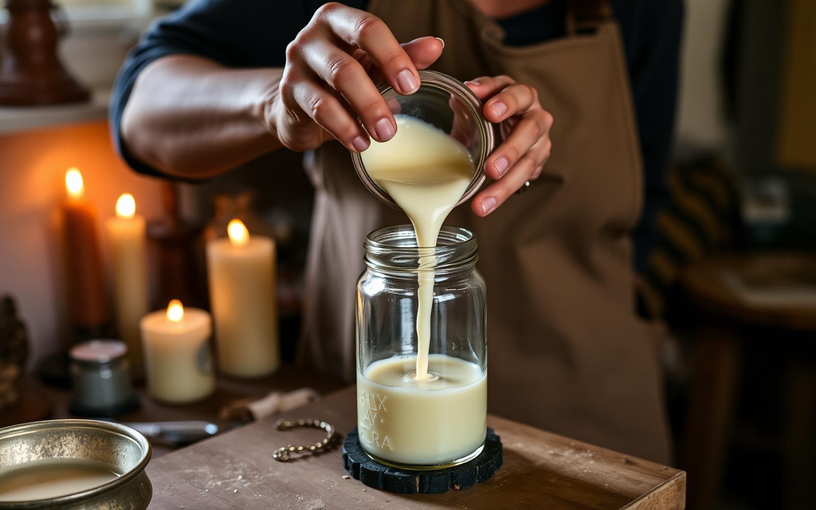 Amber pouring candles